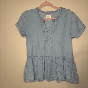 Harper Light Blue Peplum Blouse